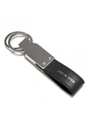Pineider Double Keyring - Smooth Black Calfskin - PSS715056 2