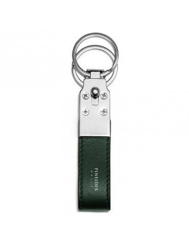Pineider Double Keyring - Smooth Green Calfskin - PSS715327
