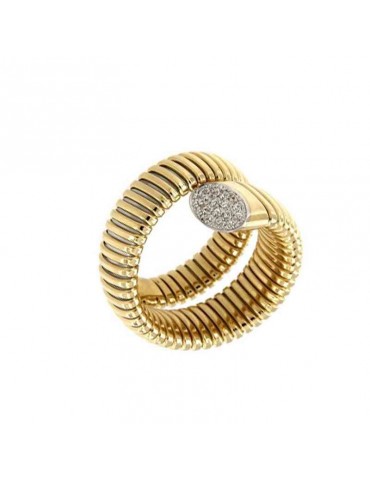 Antorà Ring - Memento Contrariè Tubogas in 18K Yellow Gold with Natural Diamonds 0.14 ct - 0