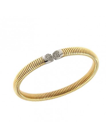 Antorà Bracelet - Memento Tubogas in 18K Yellow Gold with Double Head and Natural Diamonds 0.20 ct - 0