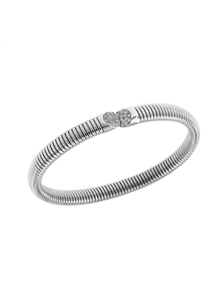 Antorà Bracelet - Memento Tubogas in 18K White Gold with Double Head and Natural Diamonds 0.20 ct - 0