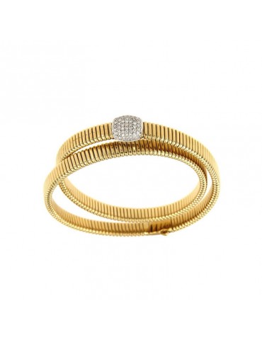 Antorà Bracelet - Double Tubogas in 18K Yellow Gold with Natural Diamonds 0.40 ct - 0