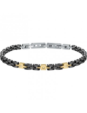 Bracciale Morellato - Acciaio - Maglie Gold - Cristalli Bianchi-SAUK03