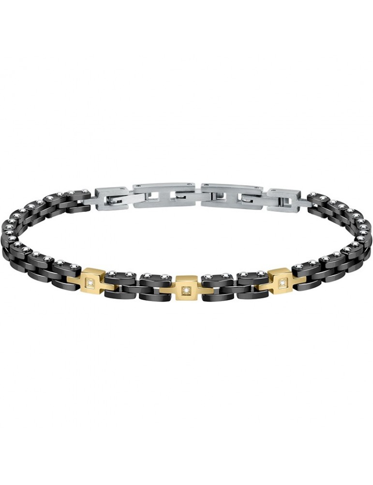 Bracciale Morellato - Acciaio - Maglie Gold - Cristalli Bianchi-SAUK03