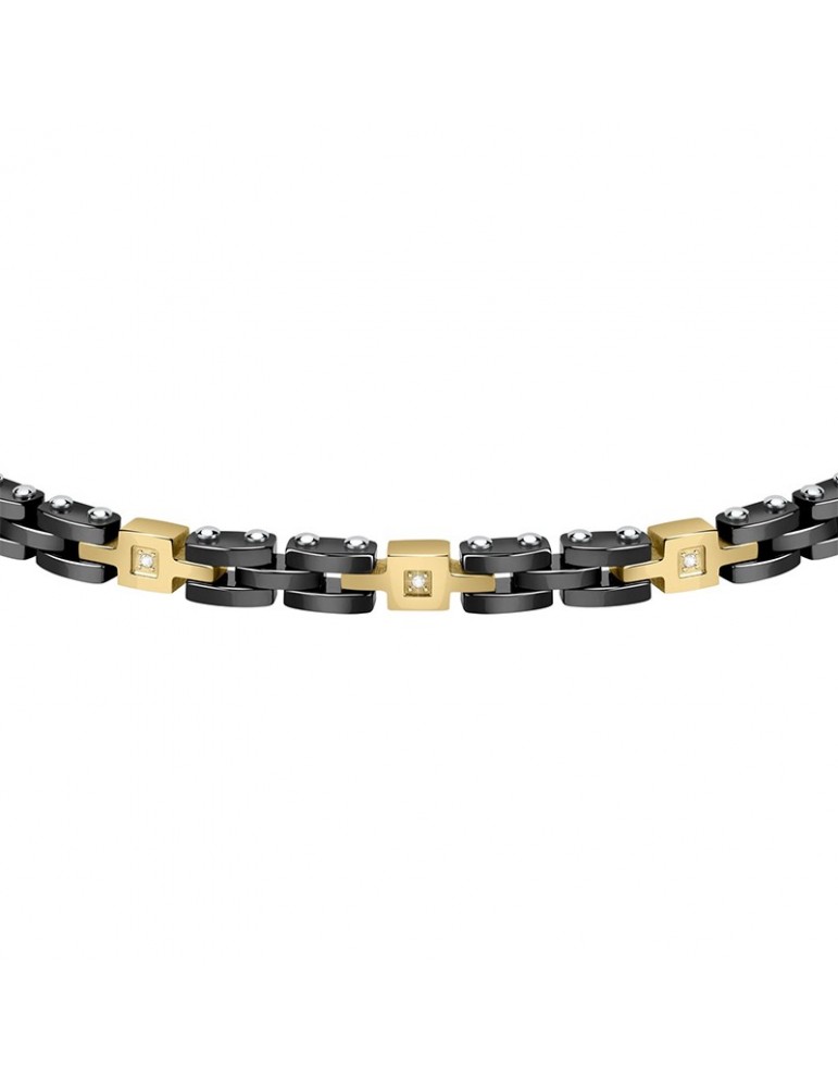 Bracciale Morellato - Acciaio - Maglie Gold - Cristalli Bianchi-SAUK03