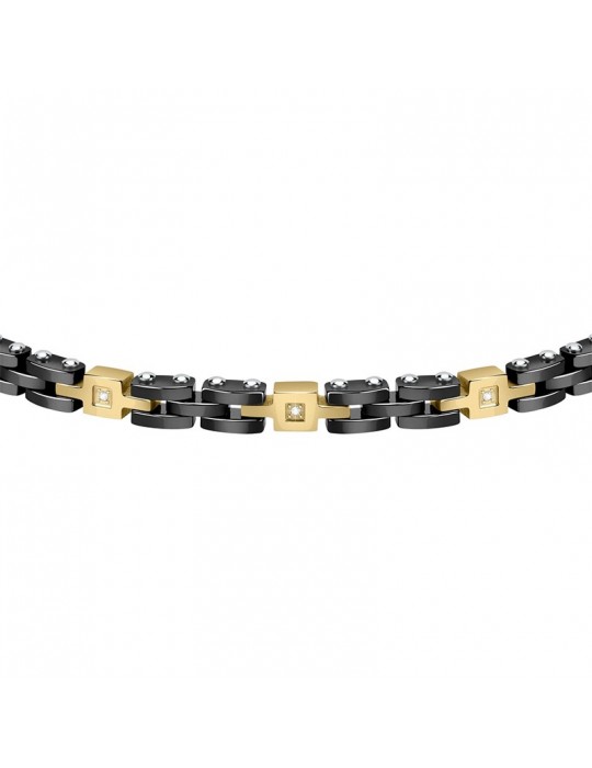 Bracciale Morellato - Acciaio - Maglie Gold - Cristalli Bianchi-SAUK03