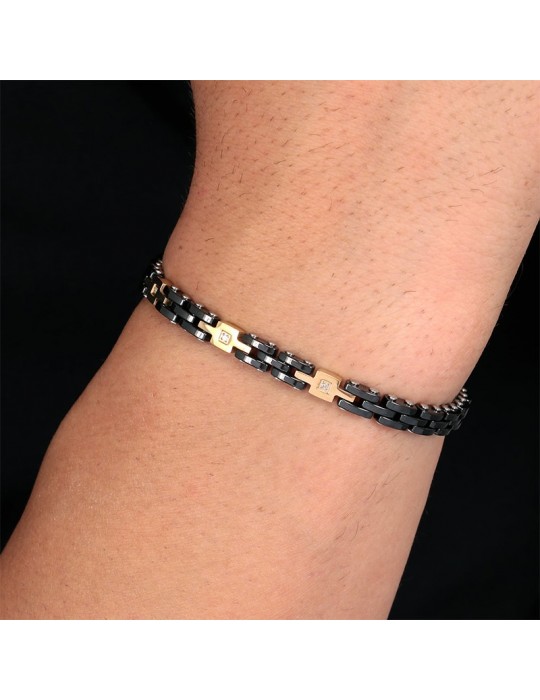 Bracciale Morellato - Acciaio - Maglie Gold - Cristalli Bianchi-SAUK03