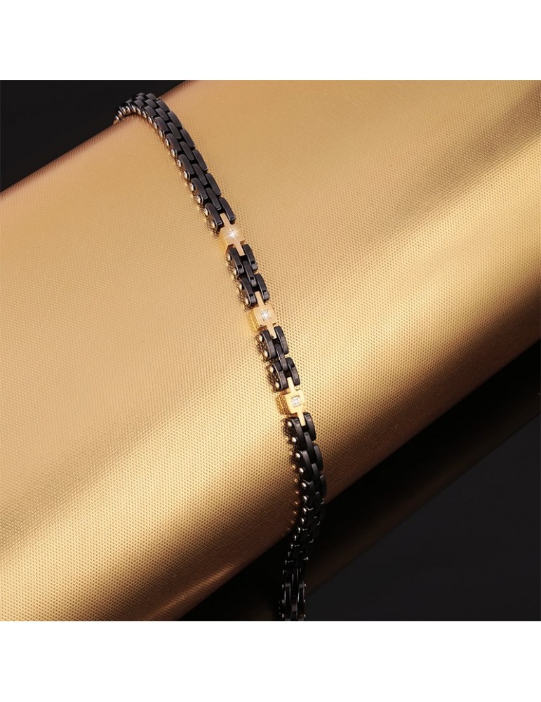 Bracciale Morellato - Acciaio - Maglie Gold - Cristalli Bianchi-SAUK03