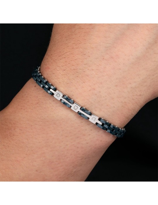 Bracciale Morellato - Diamonds - Acciaio - Maglie Blu-Cristalli-SAUK04