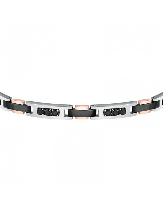 Bracciale Morellato - Urban - Acciaio -Rose Gold-Cristalli Neri-SABH22