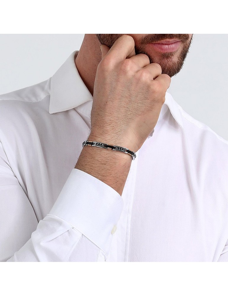 Bracciale Morellato - Urban - Acciaio -Rose Gold-Cristalli Neri-SABH22