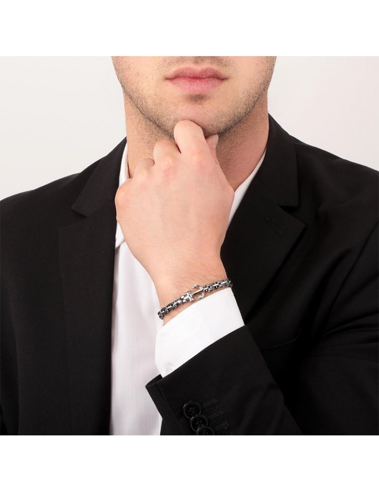 Morellato Bracelet - Ceramic - Black Links - Central Anchor - SACU10