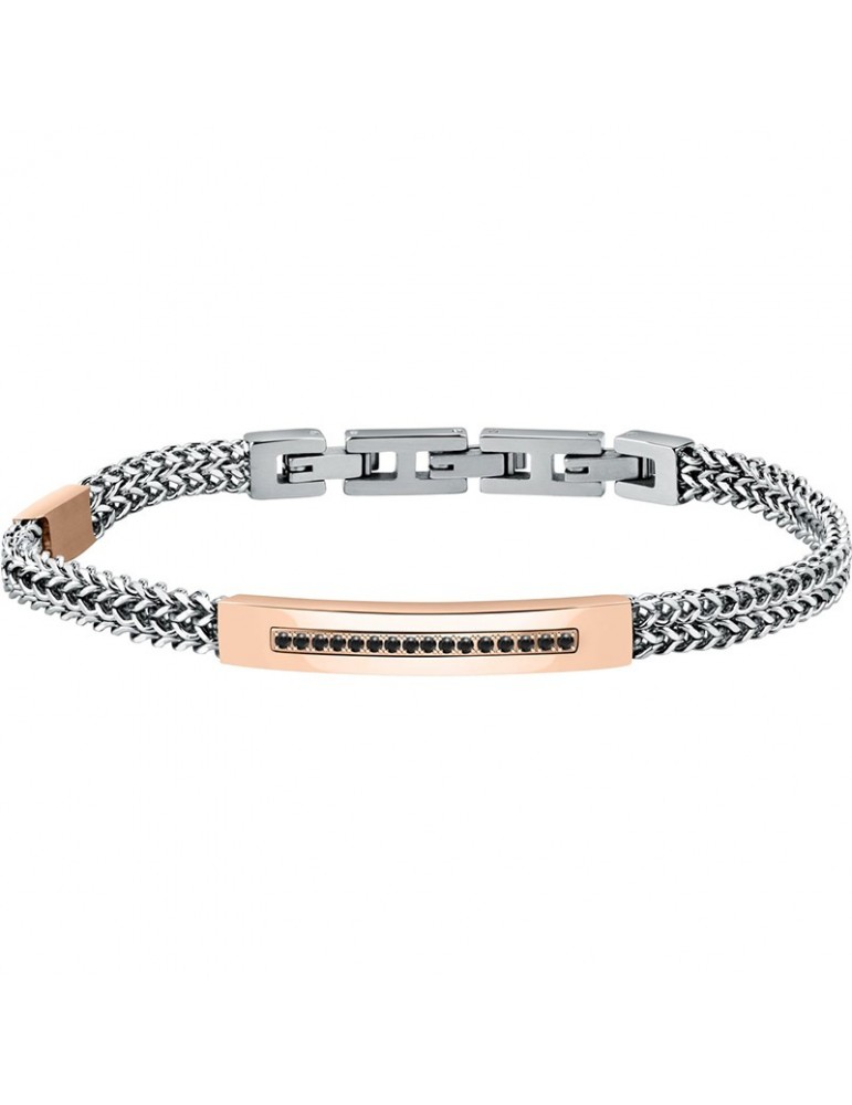 Morellato Bracelet - Chains - Steel-Rose Gold-Black Crystals-SATX11