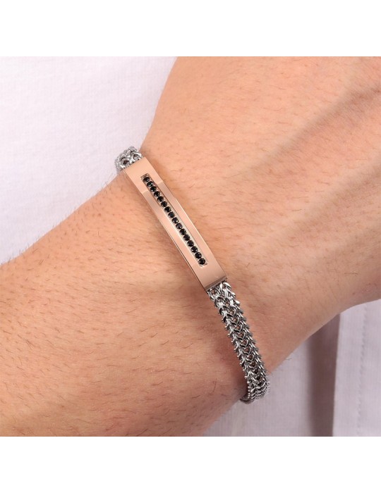 Bracciale Morellato - Catene - Acciaio-Rose Gold-Cristalli Neri-SATX11