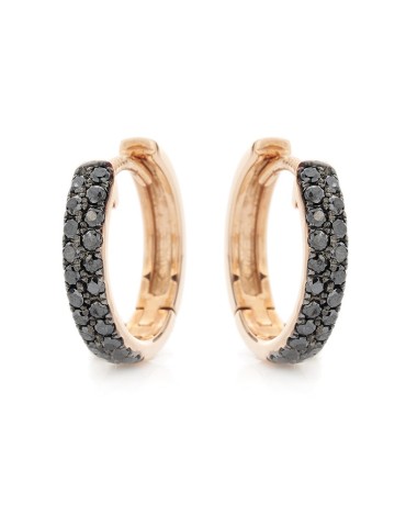 Buonocore Woman's Earrings - Rose Gold Circle with Black Diamonds - 0