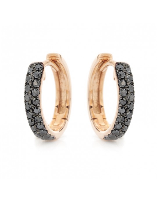 Buonocore Woman's Earrings - Rose Gold Circle with Black Diamonds - 0