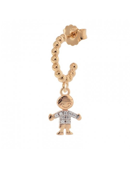 Mono Orecchino Cerchietto Rue Des Mille Donna - Bimbo con Zirconi Rose Gold - 0
