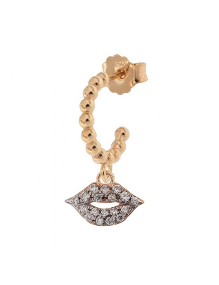 Mono Orecchino Cerchietto Rue Des Mille Donna - Bocca con Zirconi Rose Gold - 0