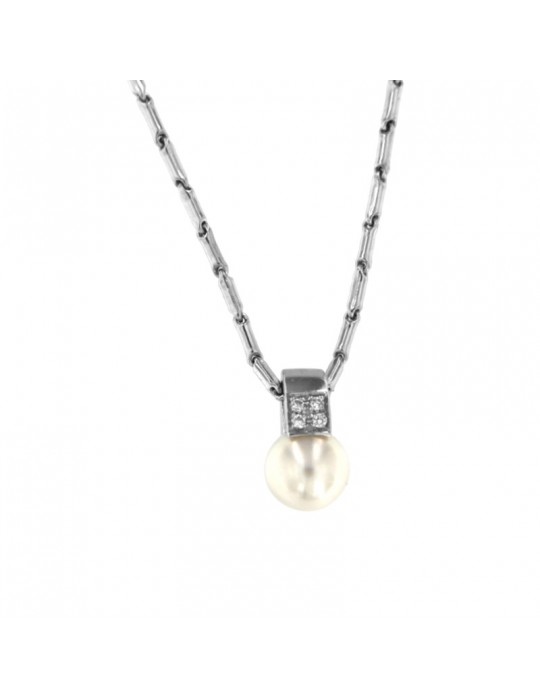 Collana Chimento - Bamboo Classic in Oro Bianco 18 carati con Perla 45 cm - 51345XMC2140149