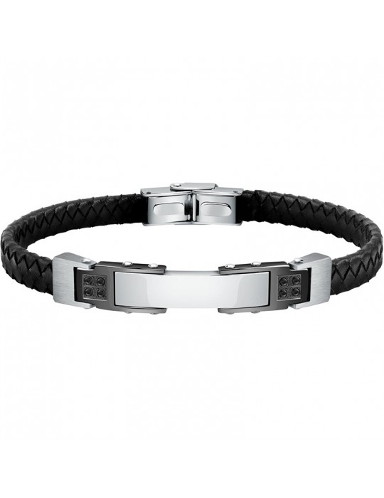 Morellato Bracelet - Moody - Black Leather - Crystals - SQH31