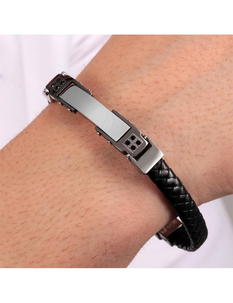 Morellato Bracelet - Moody - Black Leather - Crystals - SQH31
