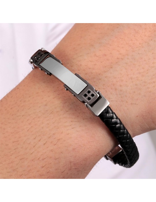 Morellato Bracelet - Moody - Black Leather - Crystals - SQH31