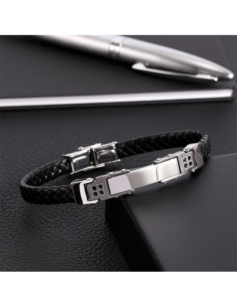 Morellato Bracelet - Moody - Black Leather - Crystals - SQH31