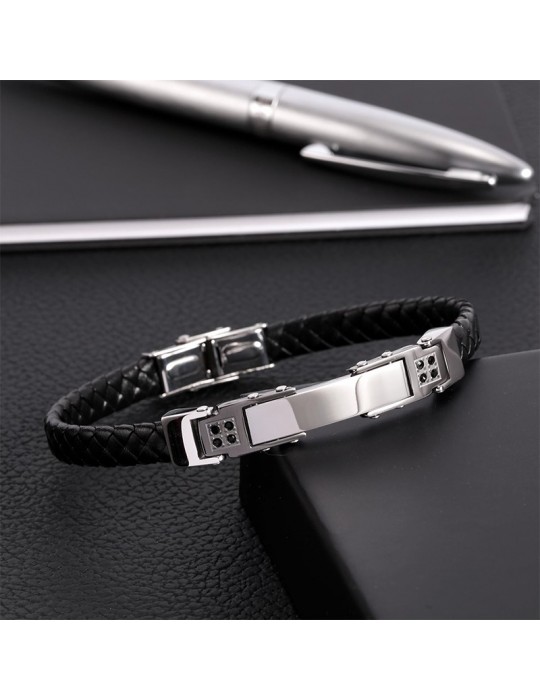 Morellato Bracelet - Moody - Black Leather - Crystals - SQH31
