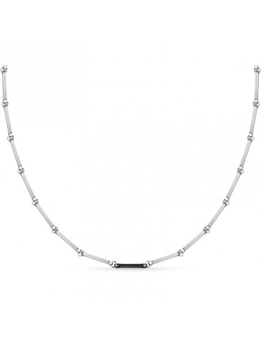 Morellato Necklace - Steel - Thin Links - Black Crystals - SABH37