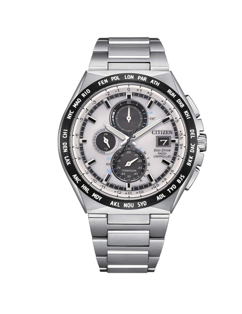Orologio Citizen Uomo - Radiocontrollato Cronografo Eco-Drive 43mm Bianco - AT8238-84A