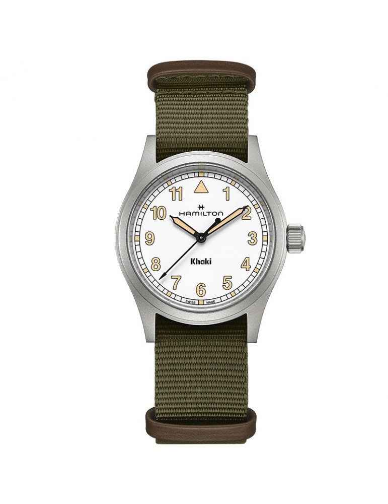 Orologio Hamilton - Khaki Field Quarzo 38mm Bianco Verde - Cinturino NATO - H69401910