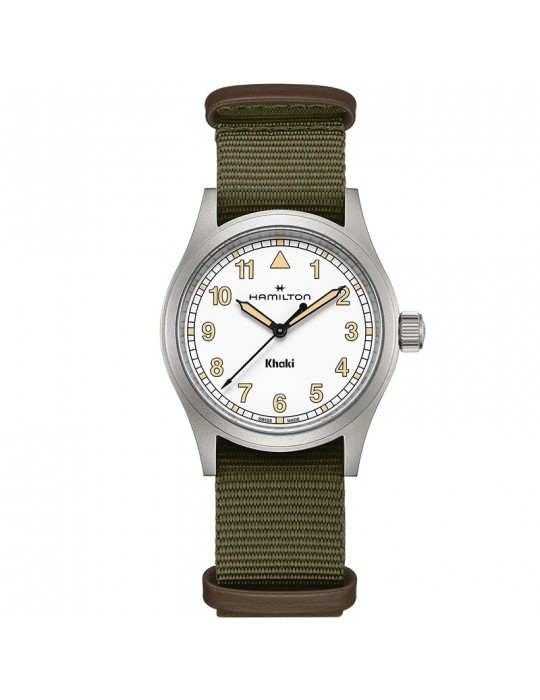 Orologio Hamilton - Khaki Field Quarzo 38mm Bianco Verde - Cinturino NATO - H69401910