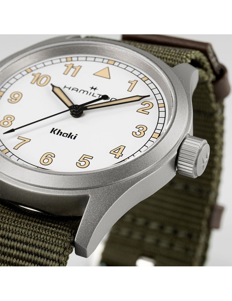Orologio Hamilton - Khaki Field Quarzo 38mm Bianco Verde - Cinturino NATO - H69401910