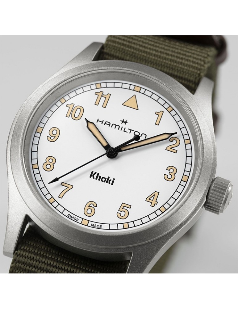 Orologio Hamilton - Khaki Field Quarzo 38mm Bianco Verde - Cinturino NATO - H69401910