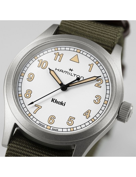Orologio Hamilton - Khaki Field Quarzo 38mm Bianco Verde - Cinturino NATO - H69401910