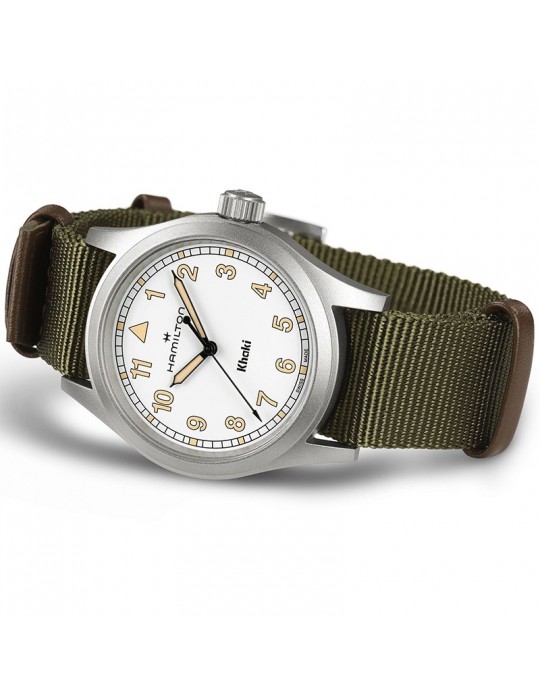 Orologio Hamilton - Khaki Field Quarzo 38mm Bianco Verde - Cinturino NATO - H69401910