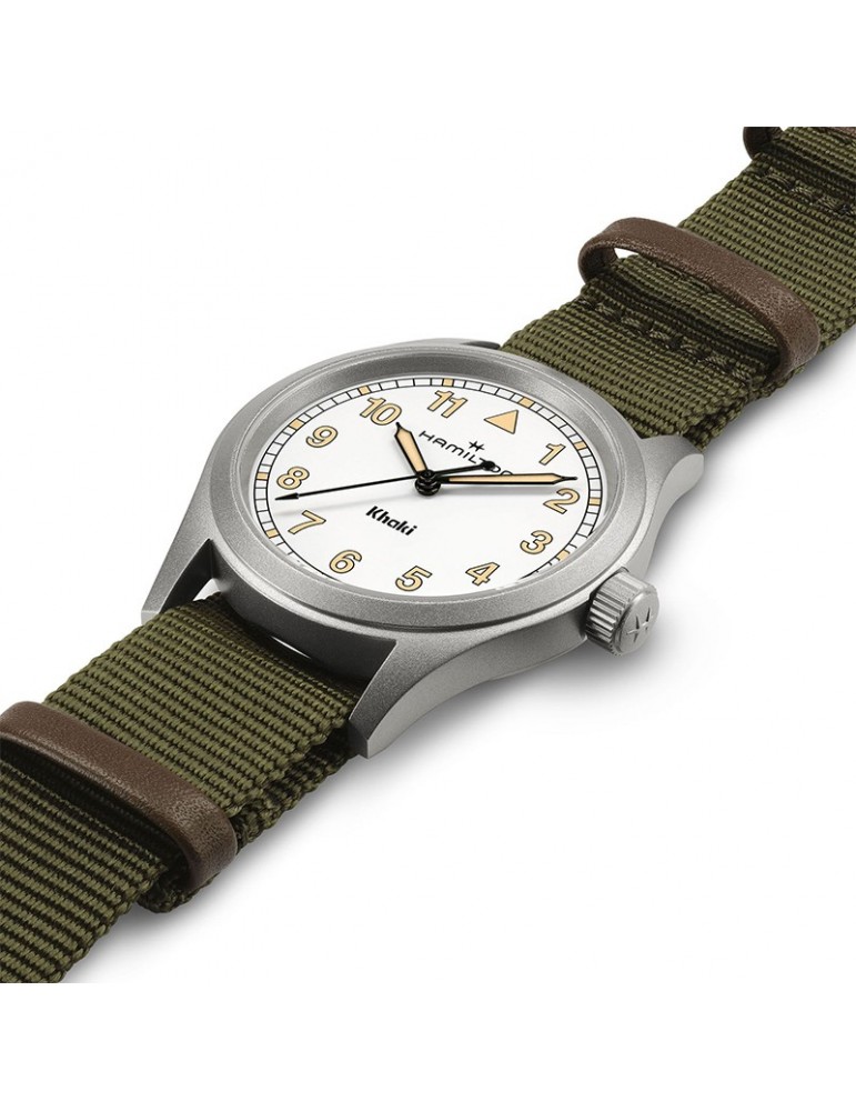 Orologio Hamilton - Khaki Field Quarzo 38mm Bianco Verde - Cinturino NATO - H69401910