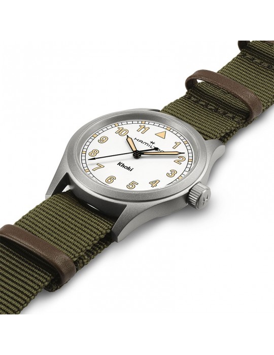 Orologio Hamilton - Khaki Field Quarzo 38mm Bianco Verde - Cinturino NATO - H69401910
