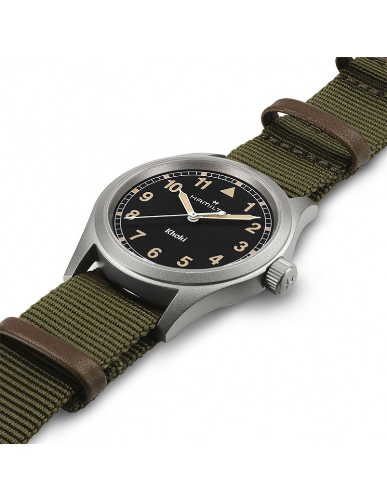 Hamilton Watch Khaki Field Quartz 38mm Black Green NATO Strap