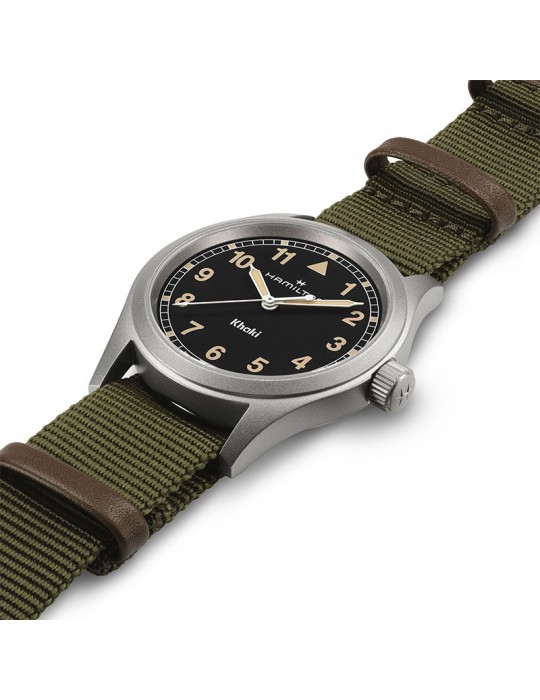 Hamilton Watch - Khaki Field Quartz 38mm Black Green - NATO Strap - 0