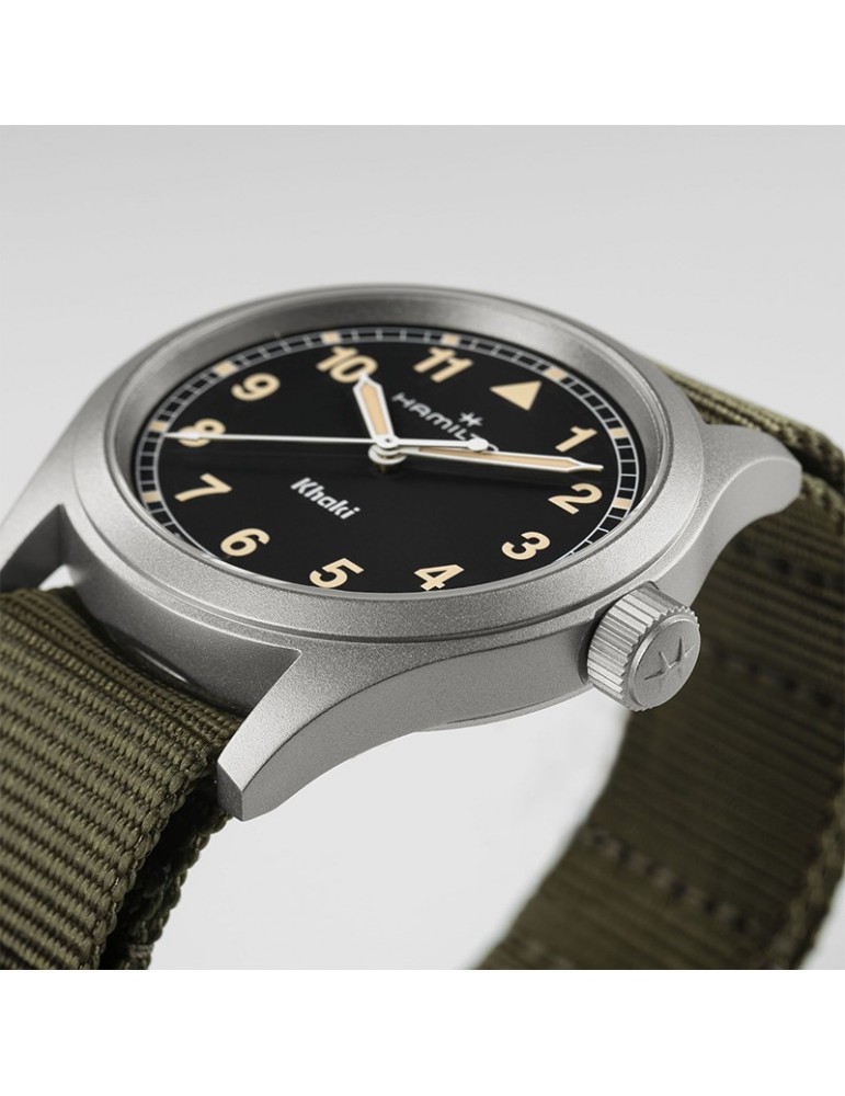 Orologio Hamilton - Khaki Field Quarzo 38mm Nero Verde - Cinturino NATO - H69401930