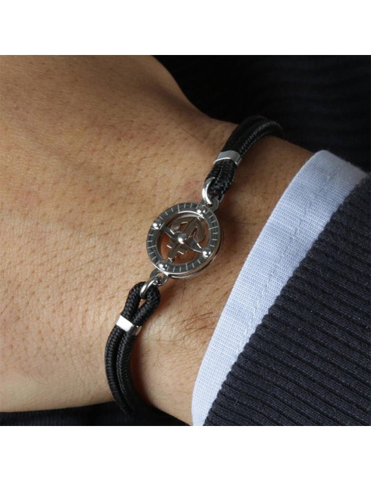 Bracciale Morellato - Versilia - Cordino Nero -Ancora Rose Gold-SAHB06