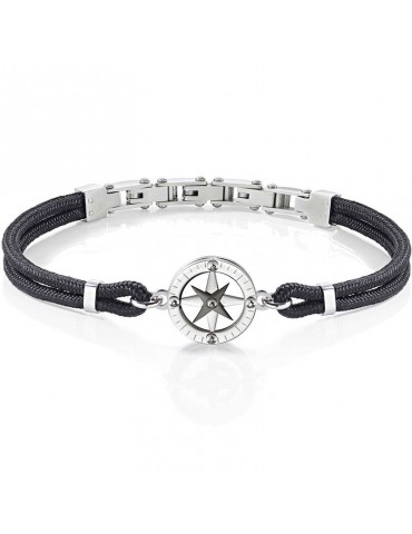Morellato Bracelet - Versilia - Black Cord - Compass Rose -SAHB07
