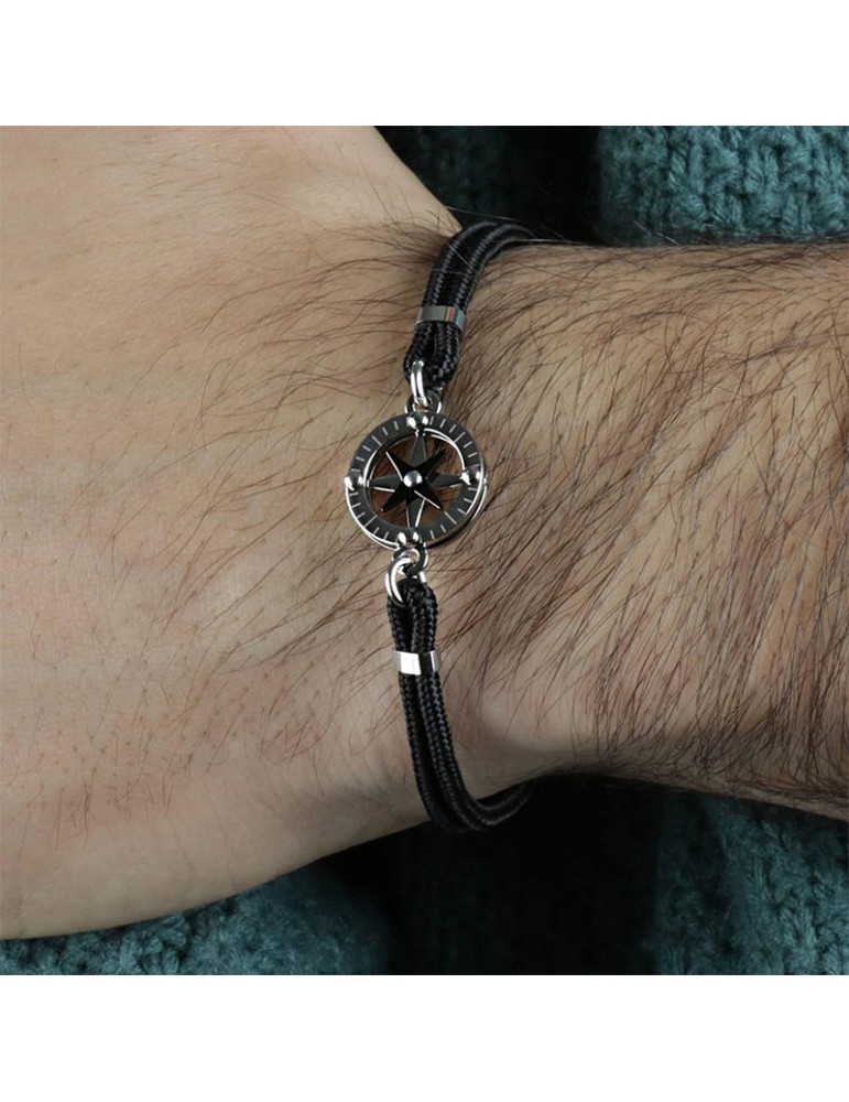 Morellato Bracelet - Versilia - Black Cord - Compass Rose -SAHB07