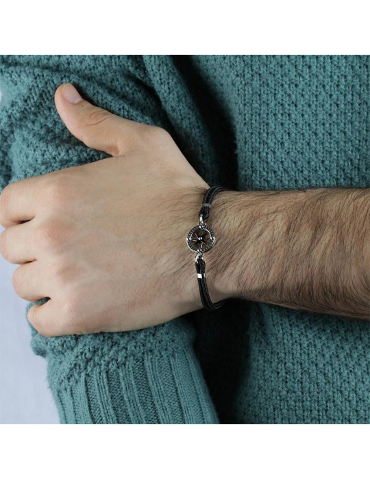 Morellato Bracelet - Versilia - Black Cord - Compass Rose -SAHB07