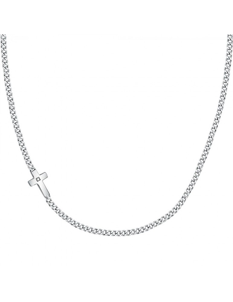Collana Morellato Cross Croce Laterale Cristallo Bianco SKR62