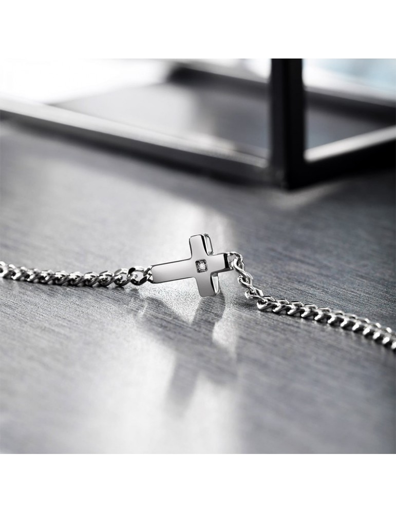 Collana Morellato - Cross - Croce Laterale - Cristallo Bianco - SKR62