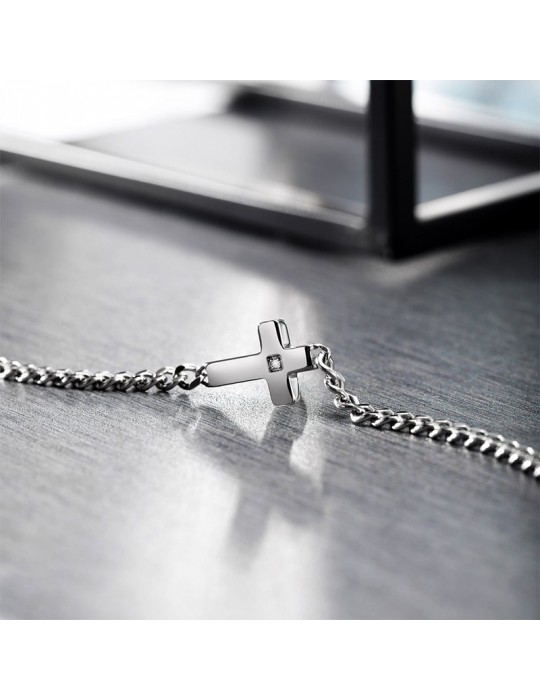 Morellato Necklace - Cross - Lateral Cross - White Crystal - SKR62