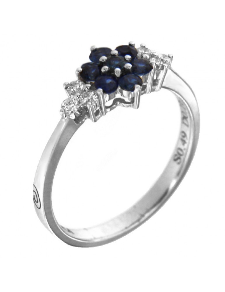 Picca Ring Woman - in White Gold with Diamonds and Shappire - 0