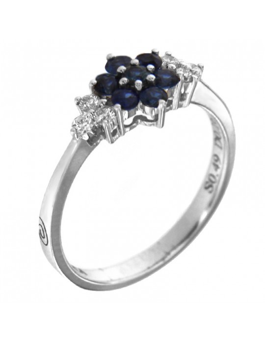Picca Ring Woman - in White Gold with Diamonds and Shappire - 0